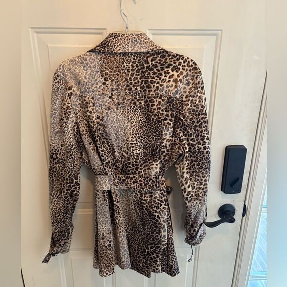 Lisa International Double Breasted Leopard Trench Coat size L - Picture 4 of 5
